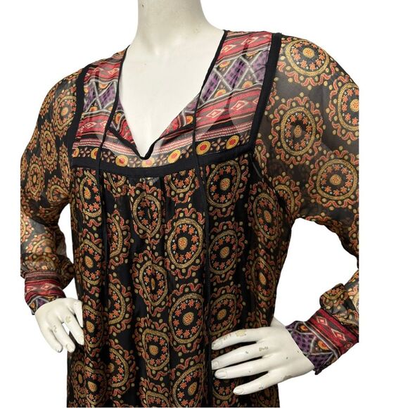 4 LOVE And LIBERTY Johnny Was Silk Mandala Dress Tassel Ties OVERSIZED S or M - Picture 10 of 16